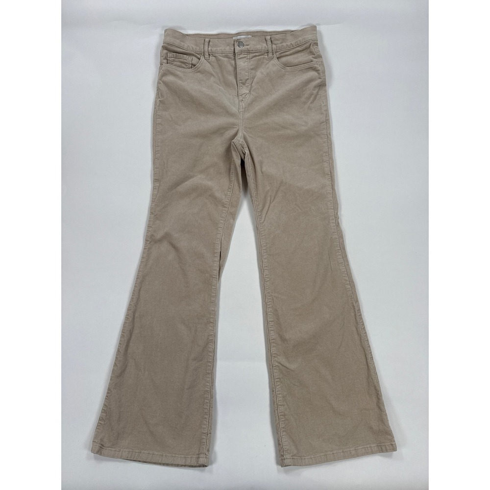 Loft Womens Pants 30/10 Tan‎ Corduroy The Slim Flare High Rise Minimalist Boho